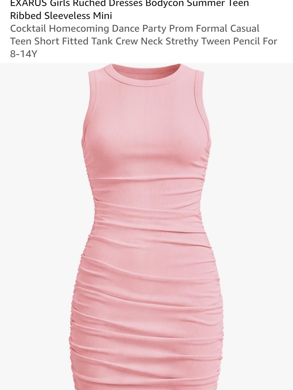 Pink Ruched Bodycon Tank Dress